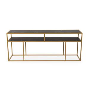 STALUX Side-table Teun 200cm - goud / zwart marmer