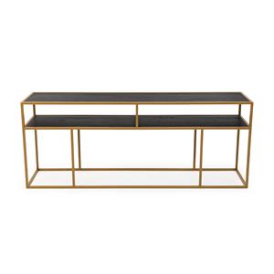 STALUX Side-table Teun 200cm - goud / zwart eiken