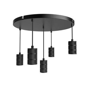 Calex Retro Pendelleuchte, rund, 5-flg., schwarz