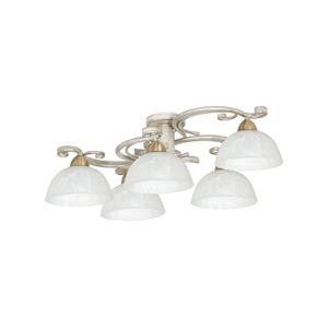Euluna Plafondlamp Flora, vijf glazen kap, wit/messing