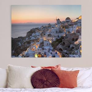 Klebefieber Leinwandbild Santorini bei Nacht