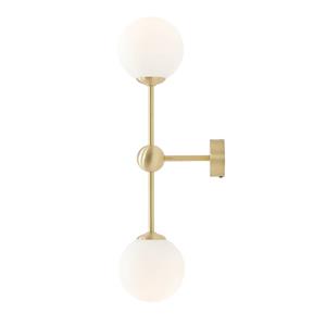 Euluna Wandlamp Alison, 2-lamps, messing/wit, 59cm