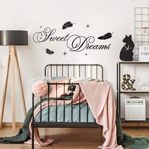 Klebefieber Wandtattoo Spruch Sweet Dreams Federn und Sterne