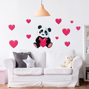 Klebefieber Wandtattoo Kinderzimmer Panda mit Herzen