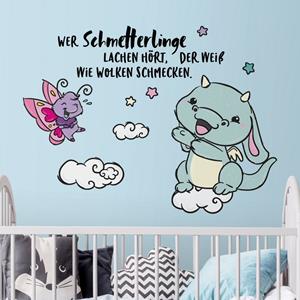 Klebefieber Wandtattoo Pummeleinhorn - Schmetterling mit Drache