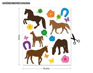 Klebefieber Wandtattoo Kinderzimmer Pferde Set