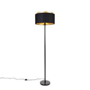QAZQA Vloerlamp shade-duo - Zwart - Modern - D 47cm