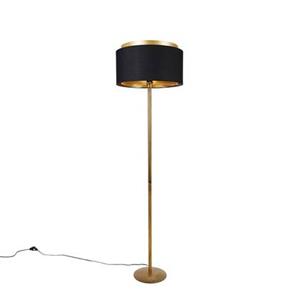 QAZQA Moderne Stehlampe Gold mit Schirm Schwarz mit Gold - Simplo