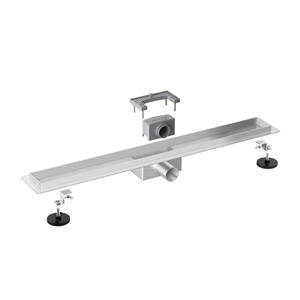 Fortifura Galeria Douchegoot - 180cm - zonder rooster - vloerflens - Geborsteld RVS PVD (RVS) YZ-A180-Basic-drain