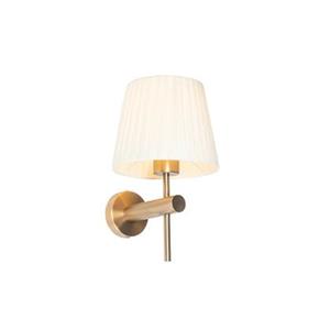 Qazqa Moderne Wandlamp Wit Met Brons - Pluk