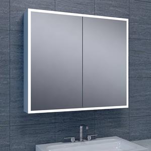 Aqua Splash Spiegelkast Quatro Met Rand Verlichting 80X70X13 Aluminium 