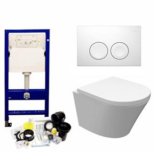 Aqua Splash Up100 Toiletset 37 Vesta Junior Rimless 47 cm Met Bril En Drukplaat - Delta 25 - Wit