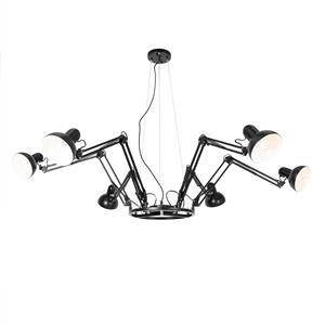 QAZQA Industrie-Hängelampe schwarz 6-flammig verstellbar - Hobby Spinne
