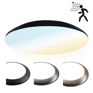 HOFTRONIC™ LED Plafondlamp/Plafonniere met sensor 25W Lichtkleur instelbaar - 2600lm - IK10 - Ø38 cm - zwart - IP65