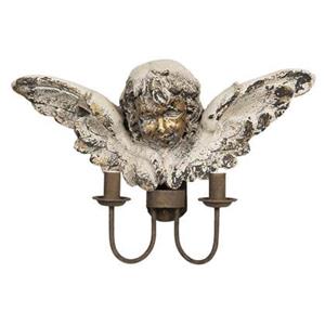 Clayre & Eef Wandlamp 56x16x38 cm Bruin Kunststof Engel Muurlamp