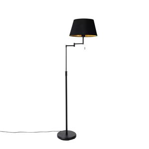 QAZQA Smart vloerlamp zwart met zwarte kap incl. Wifi A60 - Ladas Deluxe