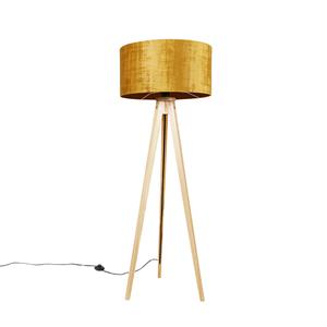 QAZQA Vloerlamp tripod_classic - Goud/messing - Modern - D 50cm