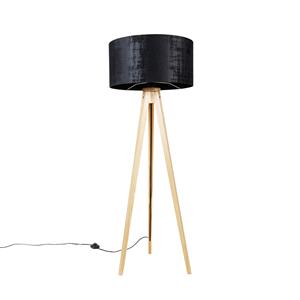 QAZQA Vloerlamp tripod_classic - Zwart - Modern - D 50cm