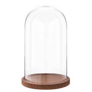 Clayre & Eef Stolp 28 cm Hout Glas Rond Glazen stolp Decoratieve