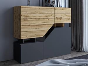 Mobistoxx Dressoir CESAR 4 deuren antraciet/wotan eik