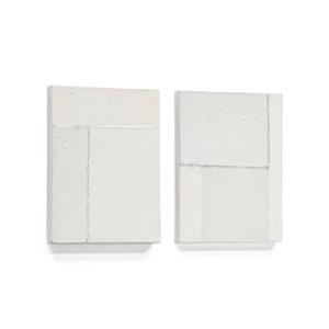  Set Pineda van 2 witte abstracte doeken 30 x 40 cm