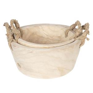 Clayre & Eef Opbergmanden set van 2 Ã 36 | Ã 29 cm Beige Hout Rond