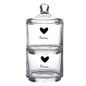 Clayre & Eef Voorraadpot Deksel Ã 10x21 cm Glas Rond Hart Love