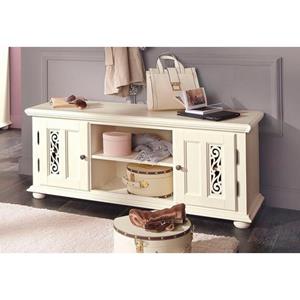 Home affaire Zitbank Arabeske met mooi decoratief freeswerk op de deurfronten, bolvormige houten poten, metalen grepen, breedte 120 cm