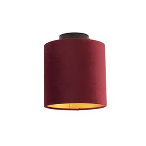 QAZQA Deckenleuchte mit Samtschirm rot/gold 20 cm - Combi schwarz