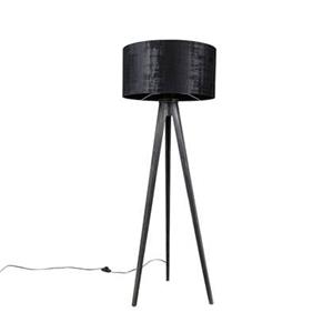 QAZQA Stehleuchte Stativ schwarz mit Schirm schwarz 50 cm - Tripod Classic