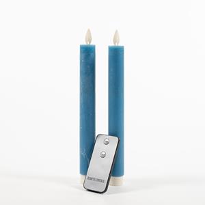 Anna's Collection 2Pcs Denim Blue Rustic Wax Taper Candle 23Cm Moving Fla