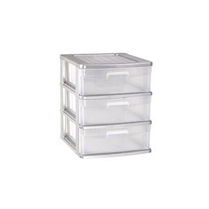 Ladeblok/bureau Organizer Met 3x Lades Grijs/transparant L40 X B39 X H39.5 Cm adeblok