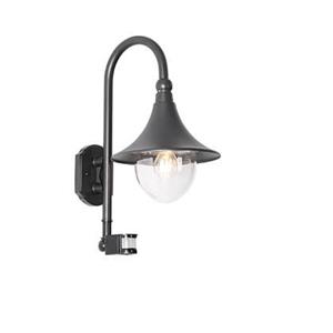 Qazqa Buiten Wandlamp Zwart Ip44 Incl. Bewegingsmelder - Daphne