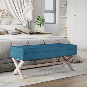 Vidaxl Hocker Mit Stauraum Blau 110x45x49 Cm Samt