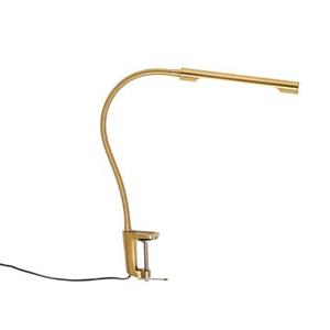 Qazqa Klem Bureaulamp Messing Incl. Led Met Touch Dimmer - Lionard