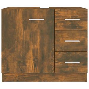 vidaXL Badezimmer-Set Waschbeckenschrank Räuchereiche 63x30x54 cm Holzwerkstoff, (1-St)