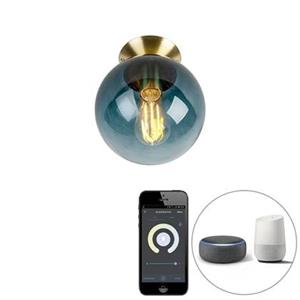 QAZQA Smarte Deckenleuchte Messing mit ozeanblauem Glas inkl. Wifi ST64 - Pallon