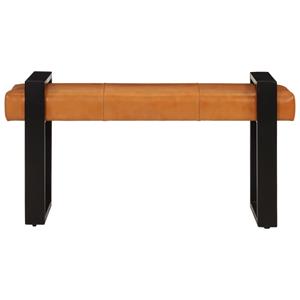 vidaxl Bankje 110 cm echt geitenleer zwart en bruin