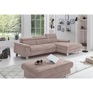 COTTA Polstergarnitur "Komaris", (Set), Set: bestehend aus Ecksofa und Hocker, Kopfteilverstellung