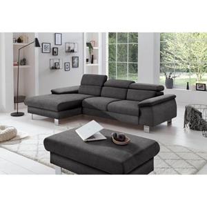 COTTA Polstergarnitur "Komaris", (Set), Set: bestehend aus Ecksofa und Hocker, Kopfteilverstellung