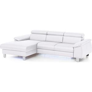 COTTA Polstergarnitur "Komaris", (Set), bestehend aus Ecksofa und Hocker, mit Kopfteilverstellung