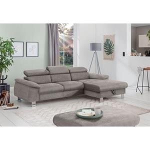 COTTA Polstergarnitur "Komaris", (Set), Set: bestehend aus Ecksofa und Hocker, Kopfteilverstellung