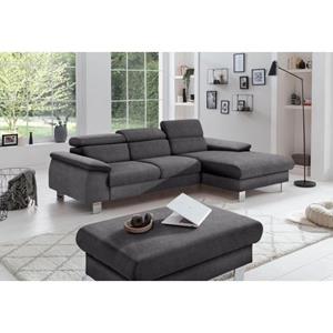COTTA Polstergarnitur "Komaris", (Set), bestehend aus Ecksofa und Hocker, mit Kopfteilverstellung