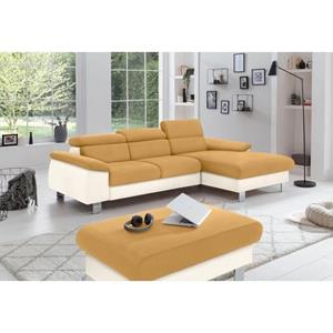 COTTA Polstergarnitur "Komaris", (Set), Set: bestehend aus Ecksofa und Hocker, Kopfteilverstellung