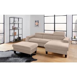 COTTA Polstergarnitur "Morven", (Set), Set: bestehend aus Ecksofa und Hocker, Kopfteilverstellung