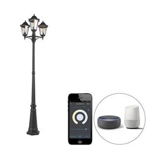 QAZQA Smarte Außenlaterne schwarz 3-flammig inkl. Wifi ST64 - New Orleans