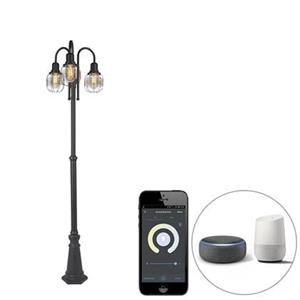 QAZQA Smarte Außenlampe schwarz 3-Licht IP44 inkl. Wifi ST64 - Guardado