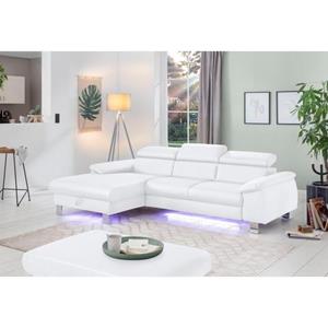 COTTA Polstergarnitur "Komaris", (Set), bestehend aus Ecksofa und Hocker, mit Kopfteilverstellung