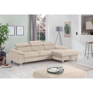 COTTA Polstergarnitur "Komaris", (Set), bestehend aus Ecksofa und Hocker, mit Kopfteilverstellung