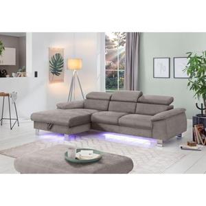 COTTA Polstergarnitur "Komaris", (Set), bestehend aus Ecksofa und Hocker, mit Kopfteilverstellung